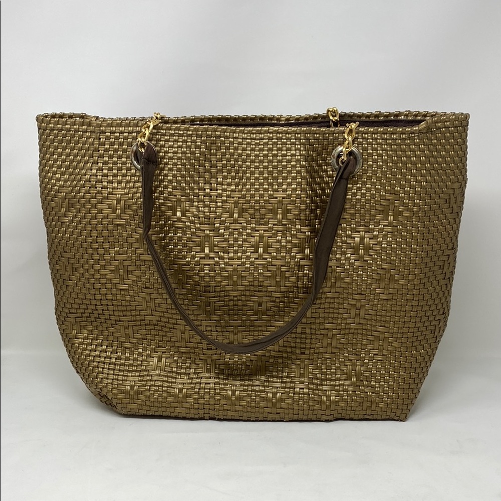 Eco Friendly Elegant Gold Woven Tote Bag